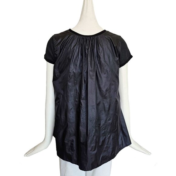 MONCLER BLACK SHORT SLEEVES NYLON BACK TOP (M) - Picture 4 of 9